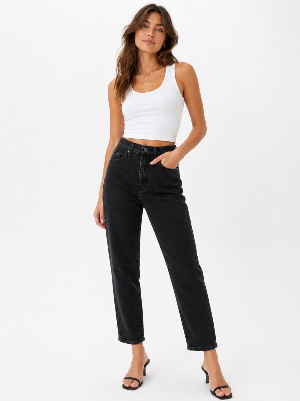 Rock & Republic Black Wash Crop Skinny Jeans Size 6 NWOT Stretch Denim Ankle